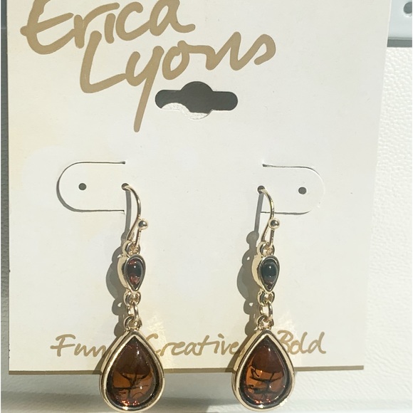 Erica Lyons Gold Tone Dangle Earrings - Picture 3 of 4